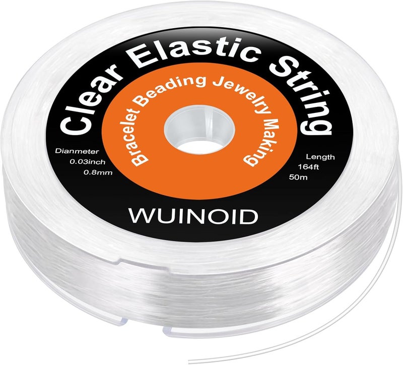 WUINOID 0.8 mm Clear Bracelet String, Elastic Beads String for Bracelets Jewelry Making, Necklaces, Beading and Crafts, Friendship Stretchy Bracelet Beads String Cords & Threads - Image 1
